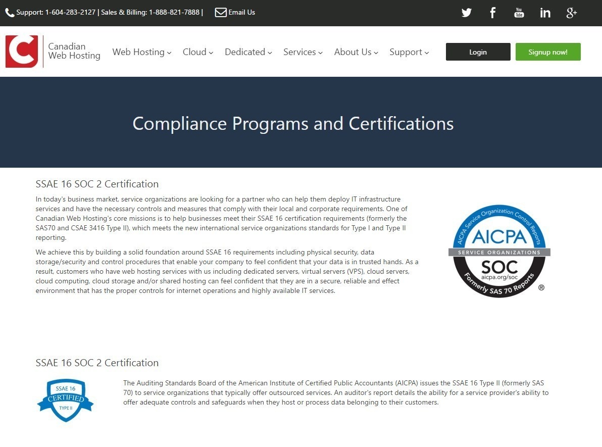 Canadian Web Hosting Successfully Completes Annual SSAE 16 SOC 2 Audit